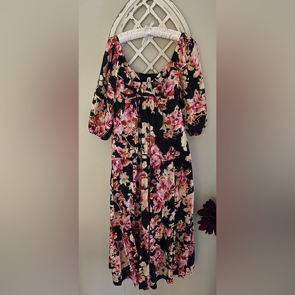 Anthropologie Blossom 100% Cotton Maxi Dress In Pink/ Black Motif Size S - Picture 5 of 16